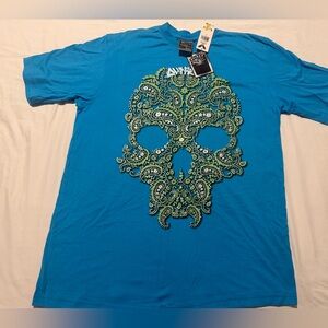 🔥AVIREX SUPERIOR MEN'S COTTON SHORT SLEEVE TEE COLOR AQUA BLUE SIZE LARGE NWT